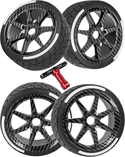 RC Wheels and Tires Buggy Tires for 1/8 Typhon 6S BLX,1/7 Infraction 6S BLX,Limitless,17mm Hex PreGlued RC Buggy Tires and Wheels with Foam Inserts,4pcs,Black Carbon Surface