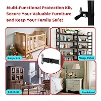 Vista 3 de Anclajes para muebles a prueba de bebés (2 juegos), anclajes de muebles antipunta, anclaje de pared para muebles, correas ajustables para muebles