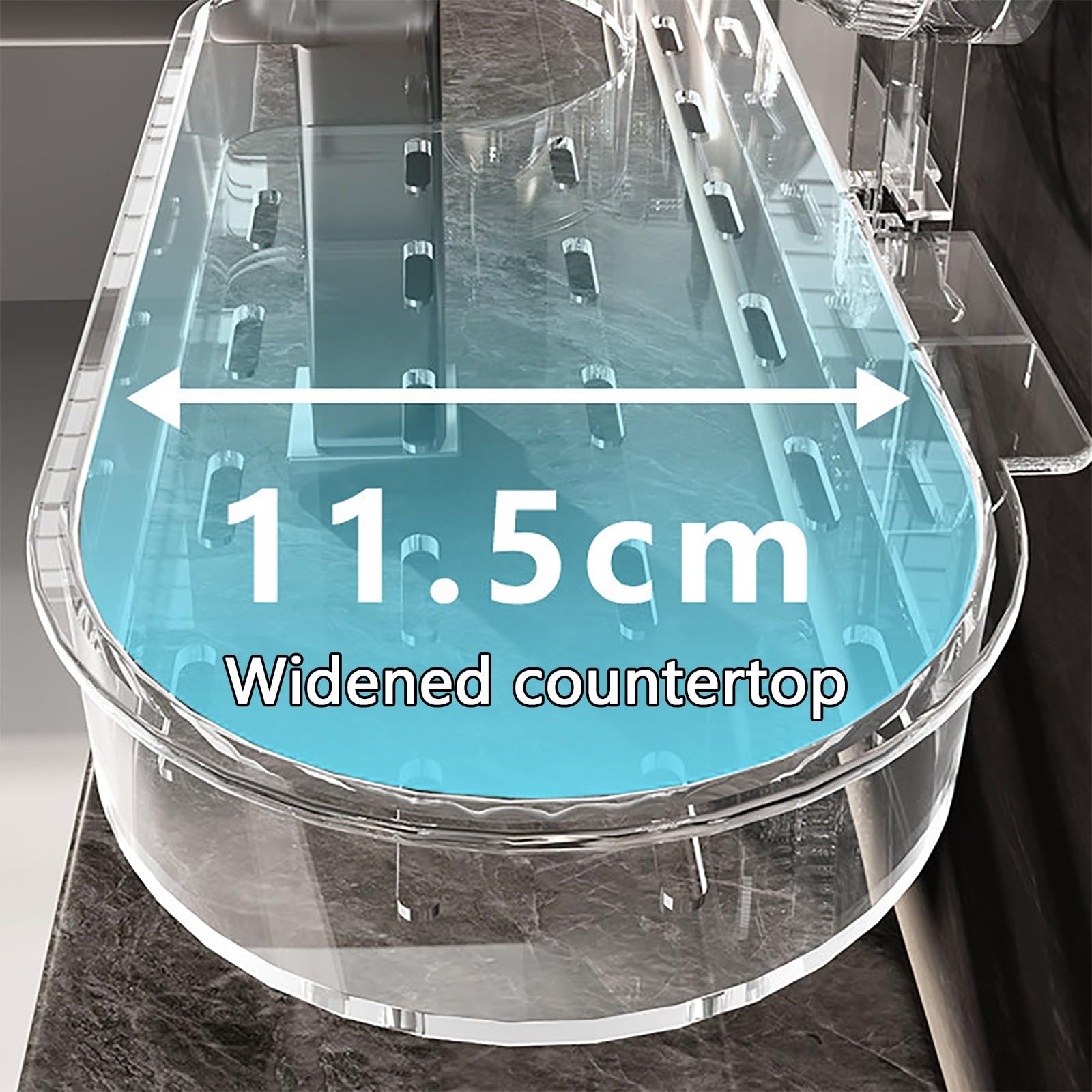 Waschbeckenablage Ohne Bohren, Saugnapf-Ablage für Hinter Das Waschbecken, Wasserfest und Langlebig, mit Drainage-Design(Clear)