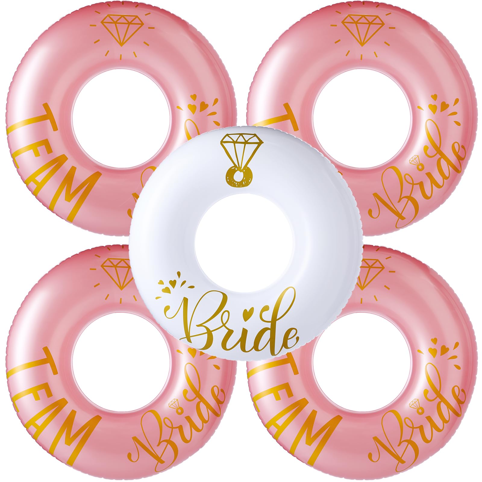 5 Pcs Bride Pool Float Funny Bachelorette Party Decorations Inflatable Pool Tubes for Adults 48'' Team Bridal Pool Floaties Party Favors for Bachelorette Bridal Shower Party