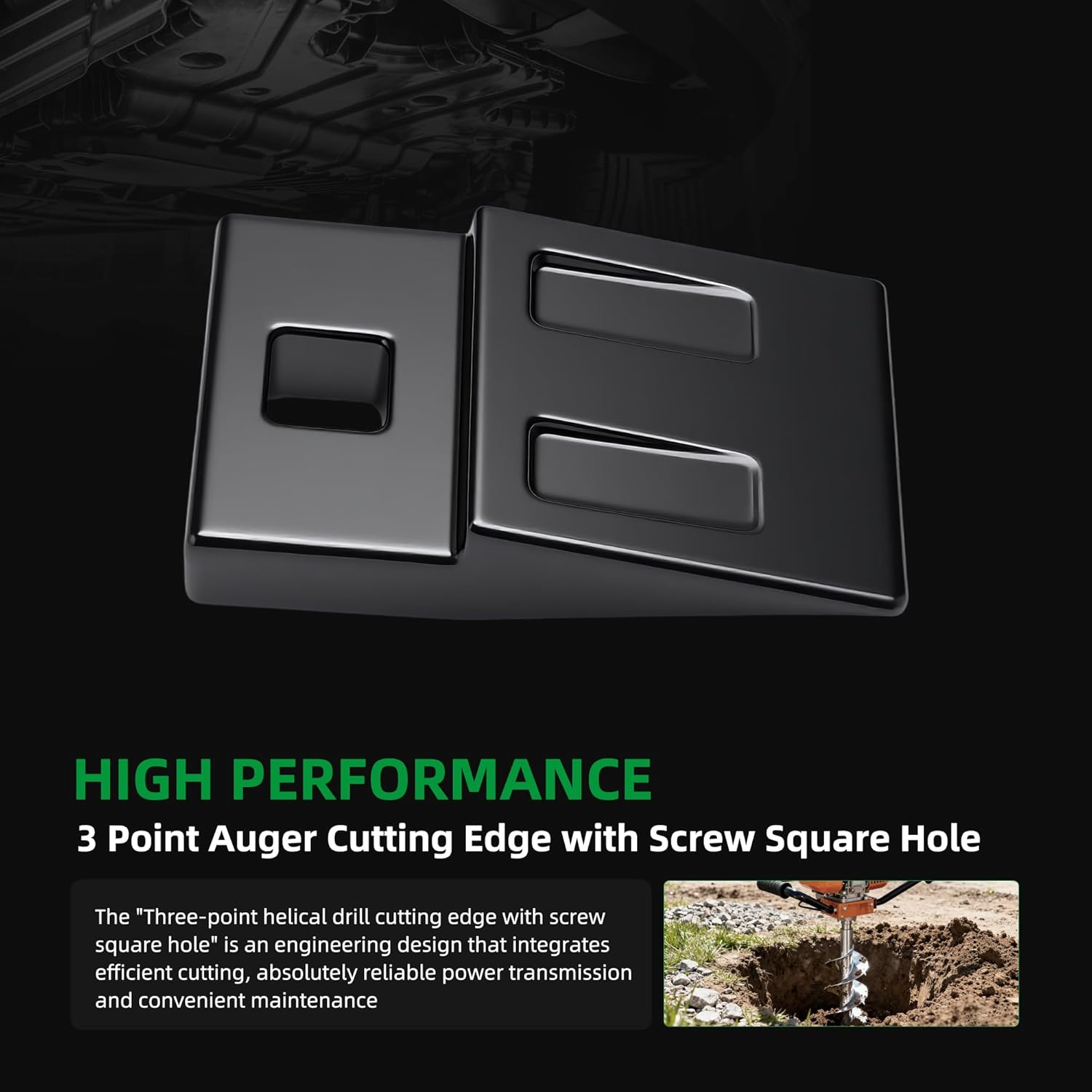 4PCS 3-Point Auger Cutting Edge with Screw Square Hole Fits Heavy Duty Column-Type Hole Digger, Portable Pit Digger, Ground Drill, for Drilling and Installation in Gardens, Agriculture and Industry