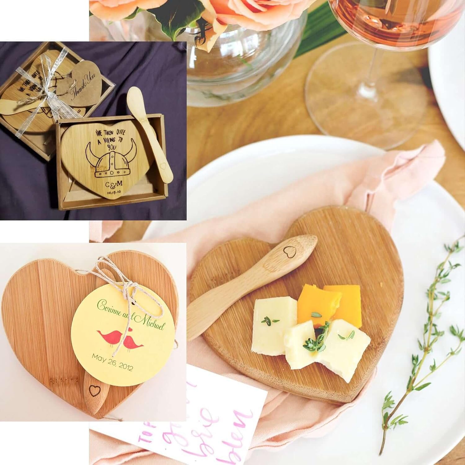 Efavormart Brie My Heart Cheese Board Favor for Weddings Birthday Party Gifts