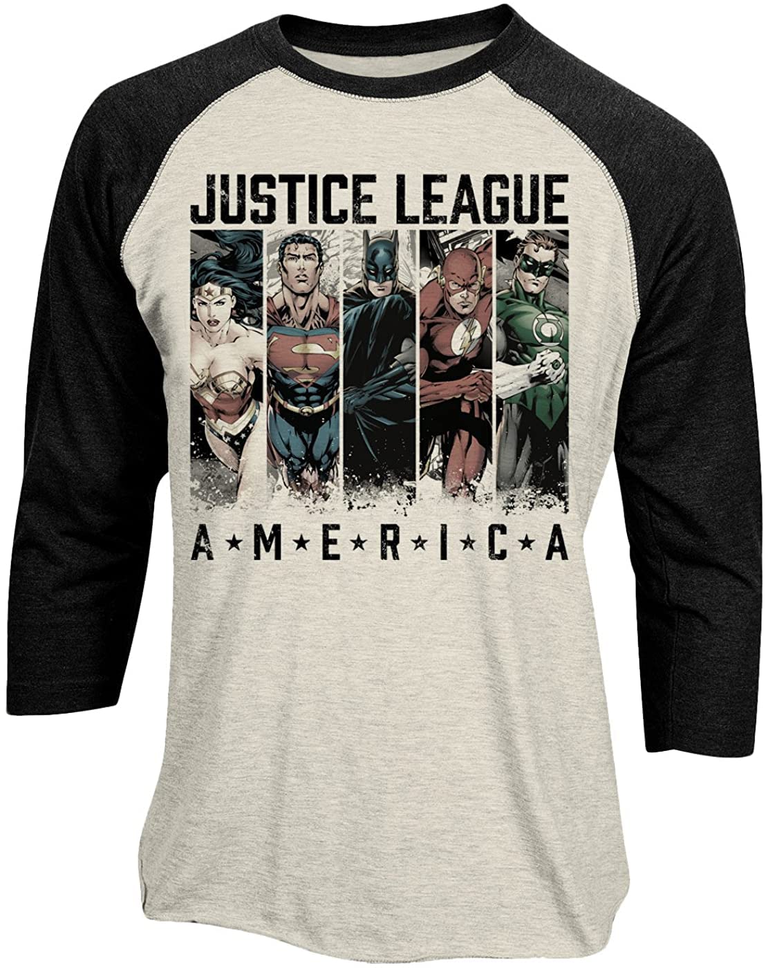 CIDDC Originals Justice League 'America' 3/4 Length Sleeve Raglan Baseball Shirt
