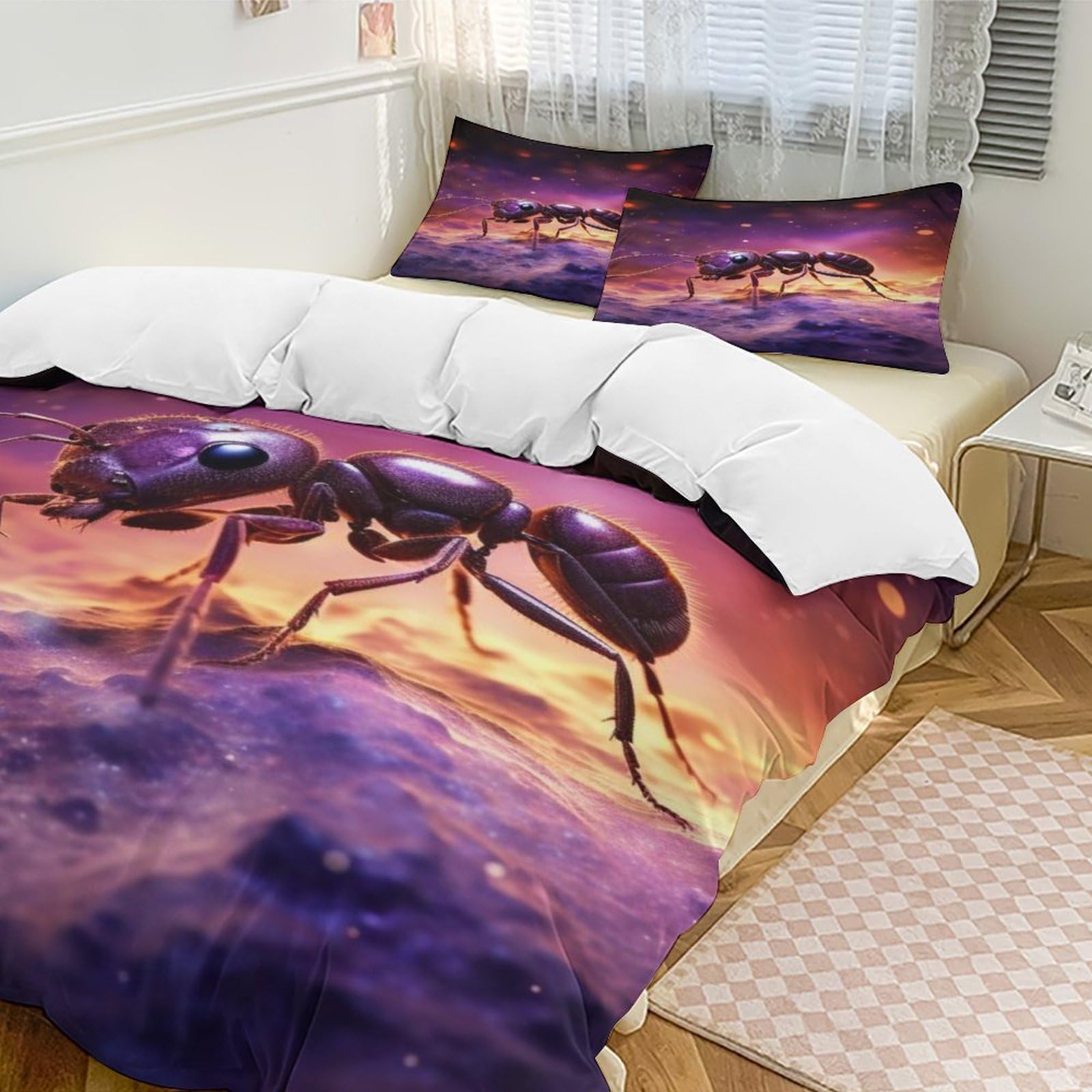 Feelyou Bettwäsche-Set 'Cartoon Ameisen' – 3-teilig Für Doppelbett, Polyester, Bis 40 Cm Matratzentiefe