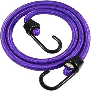24 inch Rubber Bungee Cord with Metal Hooks Plastic Coated,4-Pack,Purple,Marine Grade and UV Resistant 10mm Shock Cord