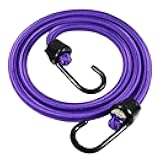 24 inch Rubber Bungee Cord with Metal Hooks Plastic Coated,4-Pack,Purple,Marine Grade and UV Resistant 10mm Shock Cord