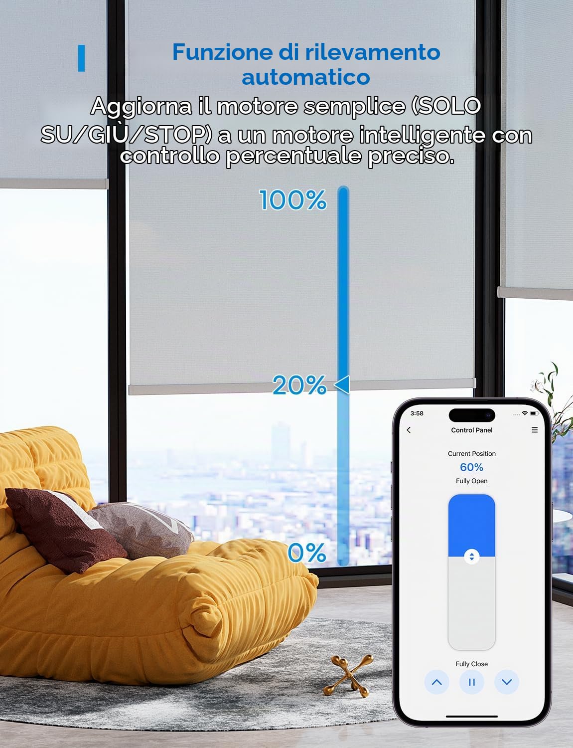 Meross Matter Interruttore WiFi Tapparelle Compatibile con Apple HomeKit Siri, Alexa, Google Assistant e SmartThings, Interruttore WiFi Smart Tapparelle(è Necessario Il Filo Neutro), 4 pezzi