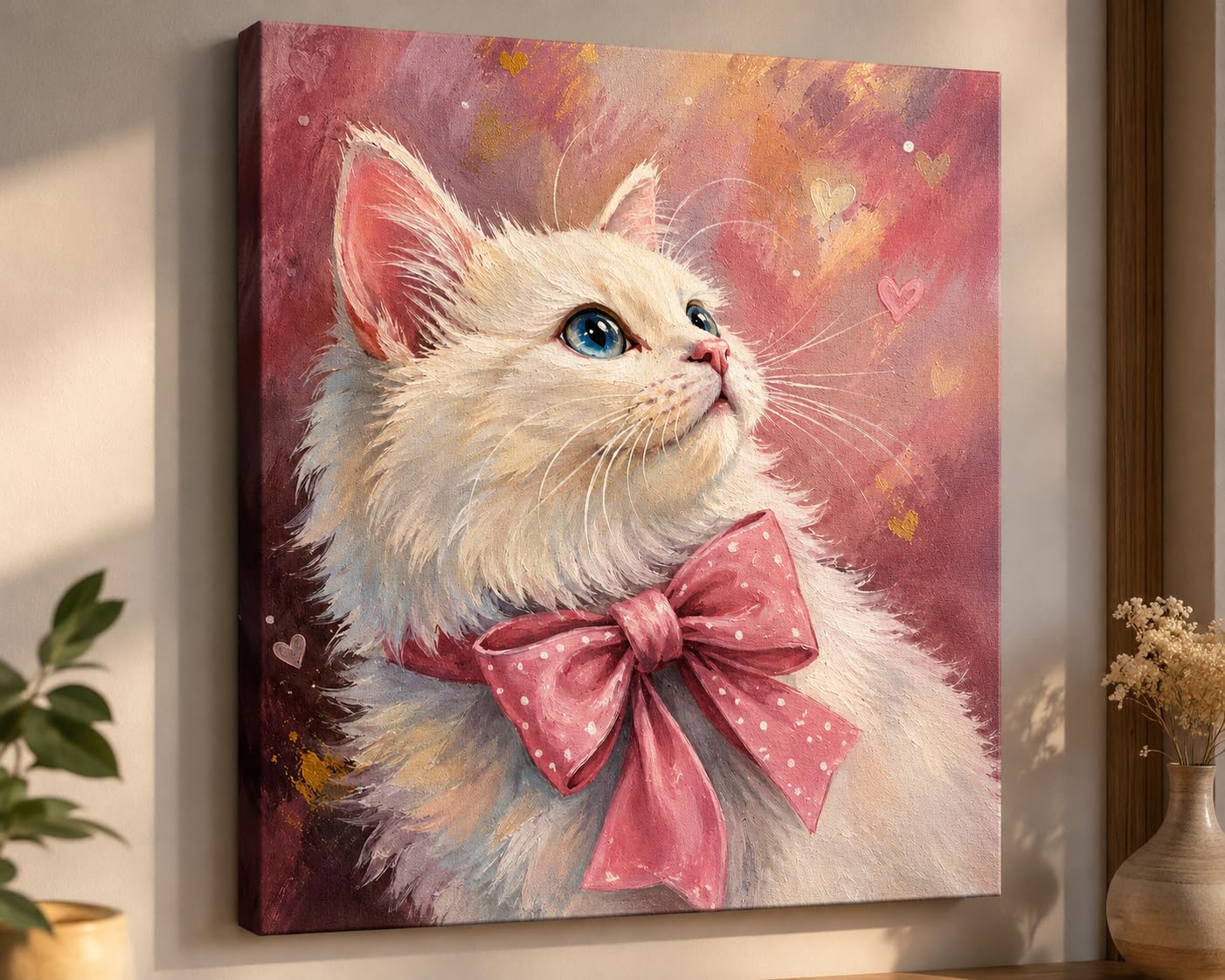 Handmade Oil Painting on Stretched Canvas Snowy Cat | Hand Painted, Stretched Canvas, Original Artwork, Wall Decor-picture-38