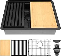 Vista 32 de Fregadero de barra negro, fregadero de cocina negro de montaje inferior de 15 pulgadas, fregaderos de cocina de 15 x 15 x 10 pulgadas, fregadero