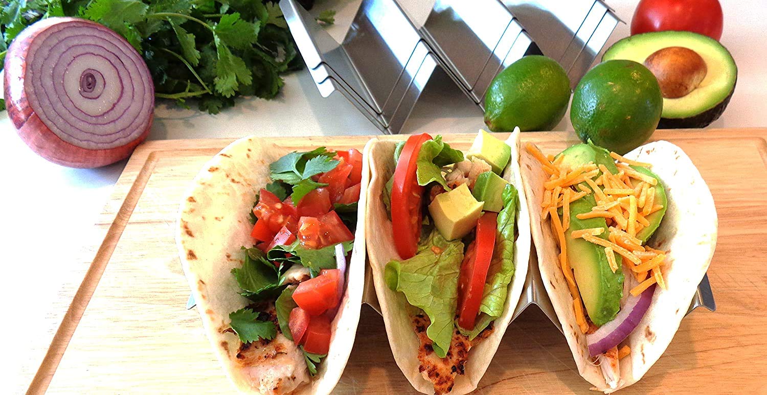 Taco Shell Houder met 3 verdelers | Siliconen Herbruikbare