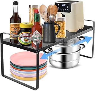 NVIYAM Expandable Kitchen Shelf Organiser, Cupboard Shelf, Microwave Shelf for Kitchen Storage, Kitchen Cabinet Shelf, Spi...