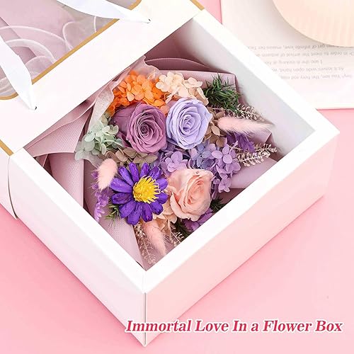 Miniatura 5 de Jtoder Flores Eternamente para la Entrega, Ramos de Flores Preservadas, Rosas Púrpuras de Larga Duración, Ramos de Regalo para Madre, Esposa, Novia