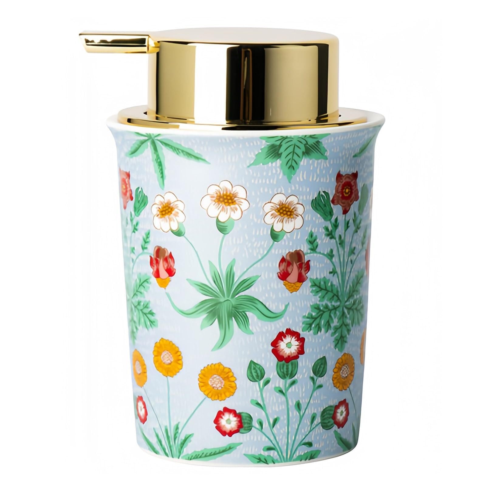 Friendshiphome Blue Dish Ceramic Foaming Soap Dispenser Foam With Gold Pump Bathroom Stuff(Blue)