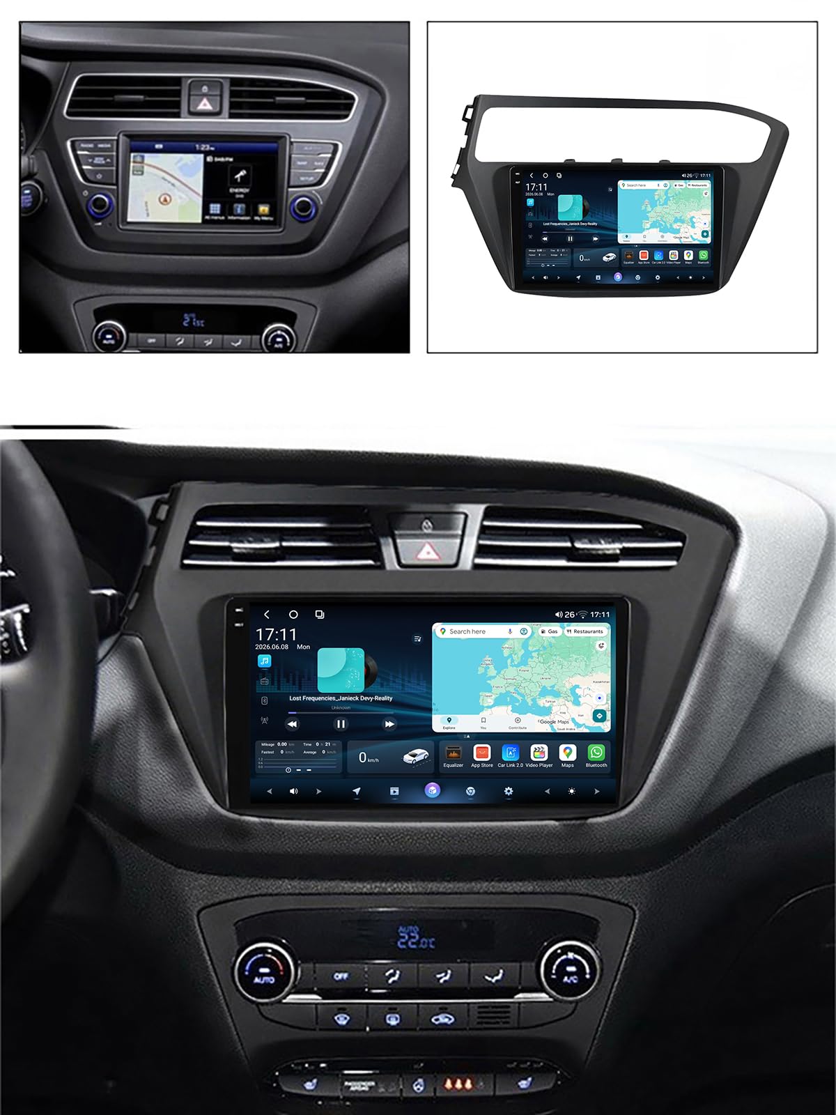 Android 15 Autoradio per Hyundai i20 2018 2019 Tablet Pollici 9 Schermo MP5 Lettore Multimediale Receiver GPS Navigazione con FM SWC RDS BT5.0 4G SIM Carplay Android Auto (H600 8Core 4+64G)