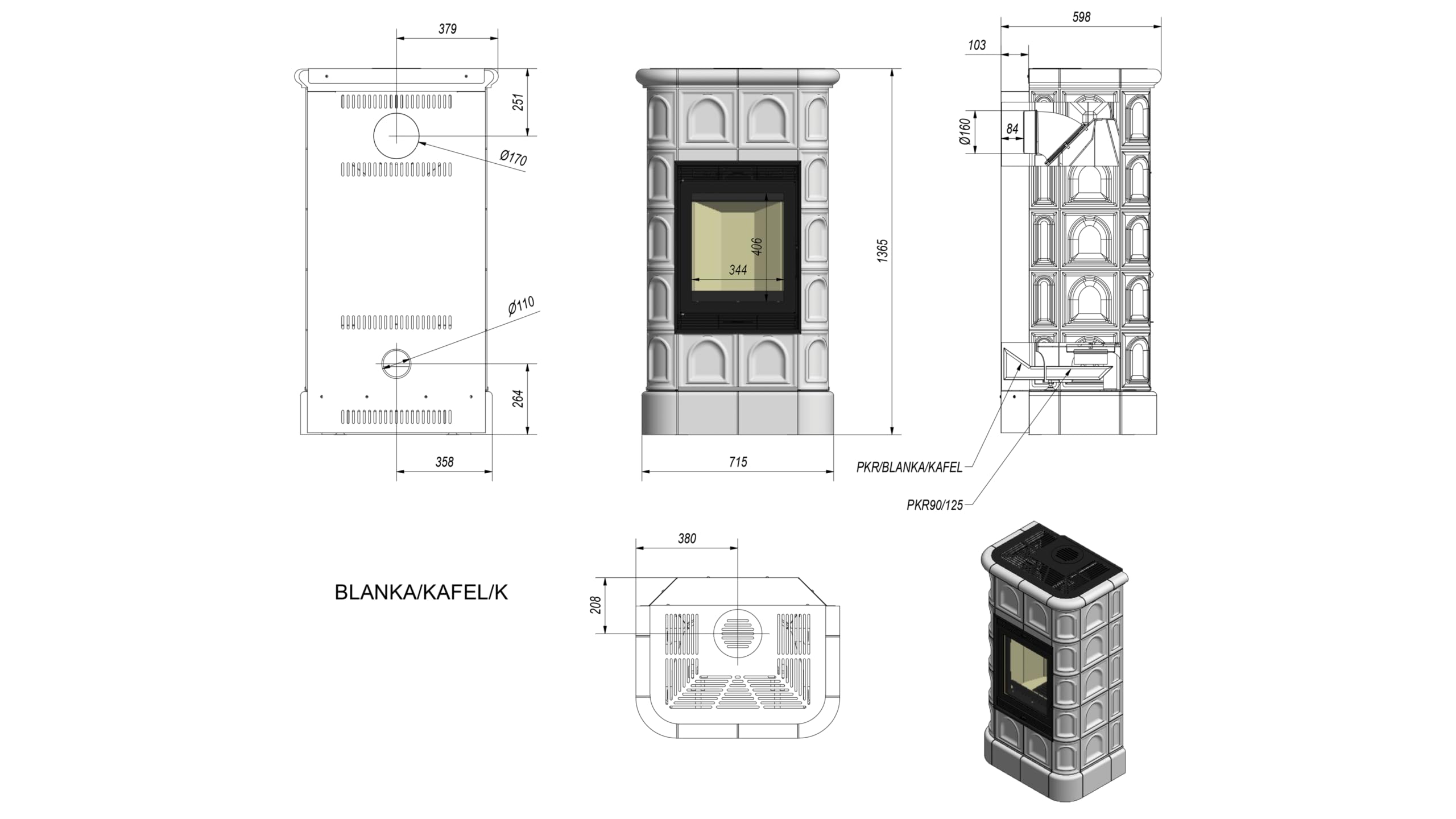KRATKI Inserto per camino in acciaio a legna BLANKA 8 kW Ø160 A Ecodesign | Acciaio nero, efficienza 78%, classe A. Ecodesign, BImSchV 2.; combustione efficiente; basse emissioni; calore uniforme