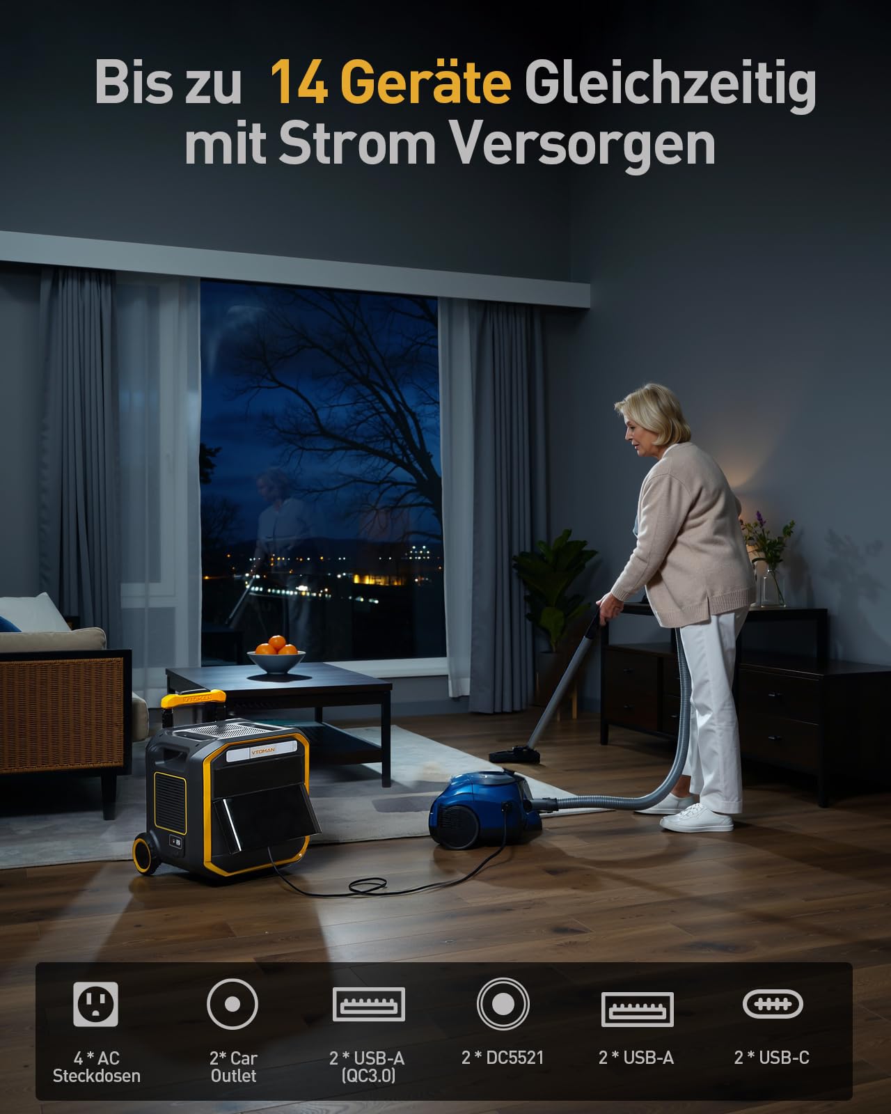 VTOMAN FlashSpeed Pro 3600 Tragbare Powerstation mit 2*200W Pro Solarpanel | 3600W Solargenerator, 3096Wh LiFePO₄-Akku, Erweiterbar bis 6192Wh, Schnellladung in 2 Stunden für Camping, Notfall, Reise