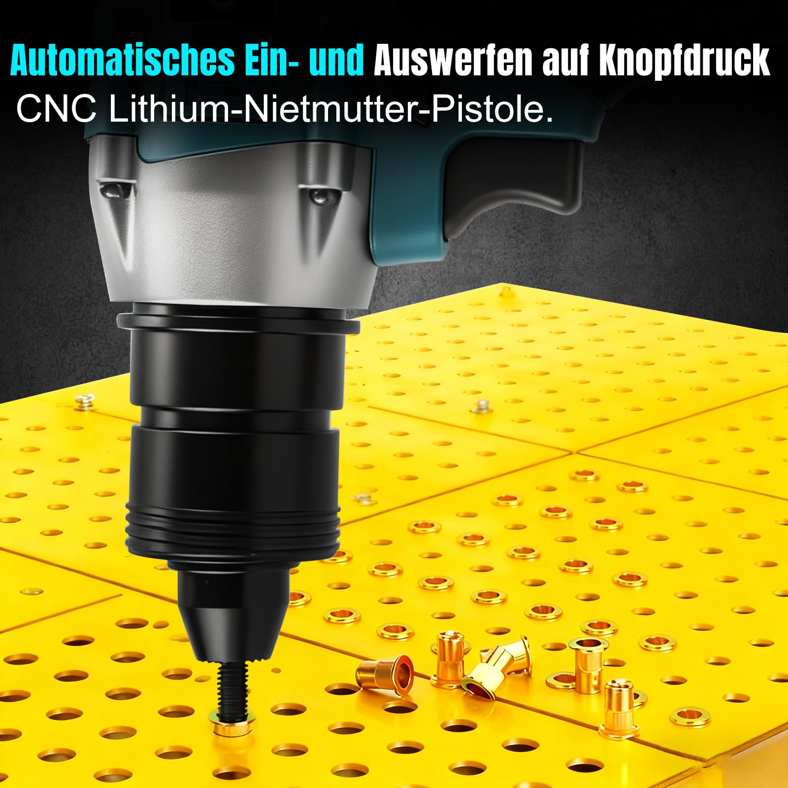 Rivettatrice a batteria compatibile con Makita 18 V, rivettatrice elettrica senza spazzole con tre modalità, per rivetti M4/5/6, cantieri, riparazioni auto e fai da te (senza batteria)