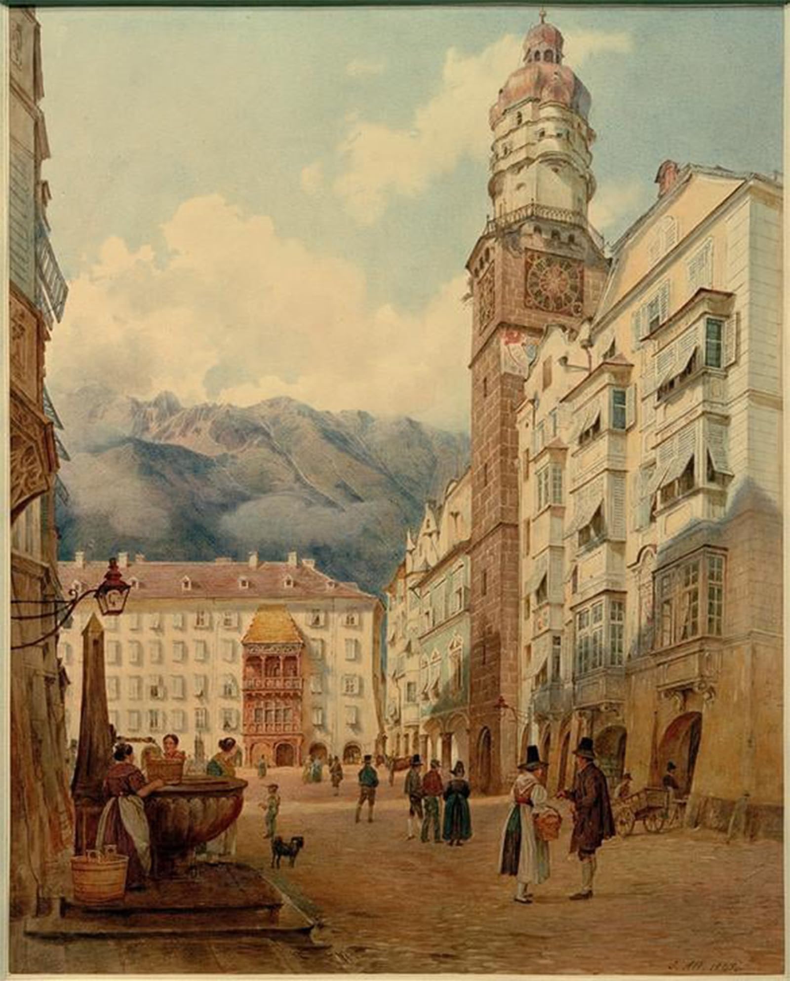 ARTXLXXBN Famous Prints Artwork Pictures Poster Painting Art Innsbruck by Jakob Alt Artwork Landscape Pictures for Home Decor 60x90cm