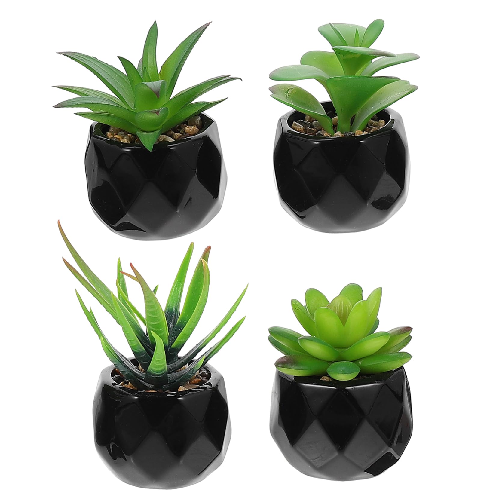 SOLUSTRE 4 Stück Teiliges Set Künstliche Sukkulenten im Topf Realistische Bonsai Dekoration für Wohnzimmer Büro Küche und Schlafzimmer für Pflegeleichte Innenräume