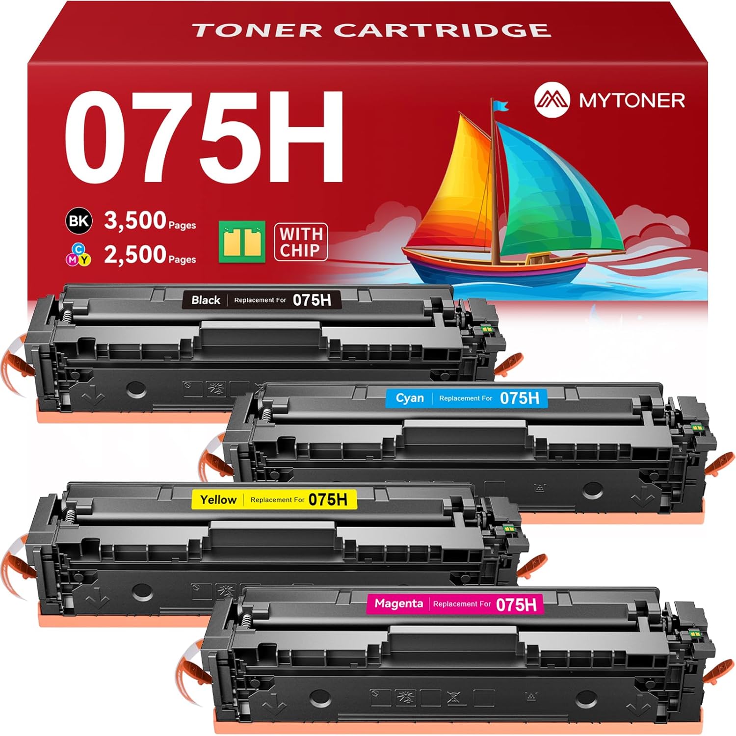 MYTONER 075H Toner Cartridge Set Compatible Replacement for Canon 075 075H High Capacity Toner Cartridge for imageCLASS MF665Cdw MF663Cdw MF662Cdw LBP647Cdw LBP646Cdw MF660C LBP640C Printer (4 Pack)