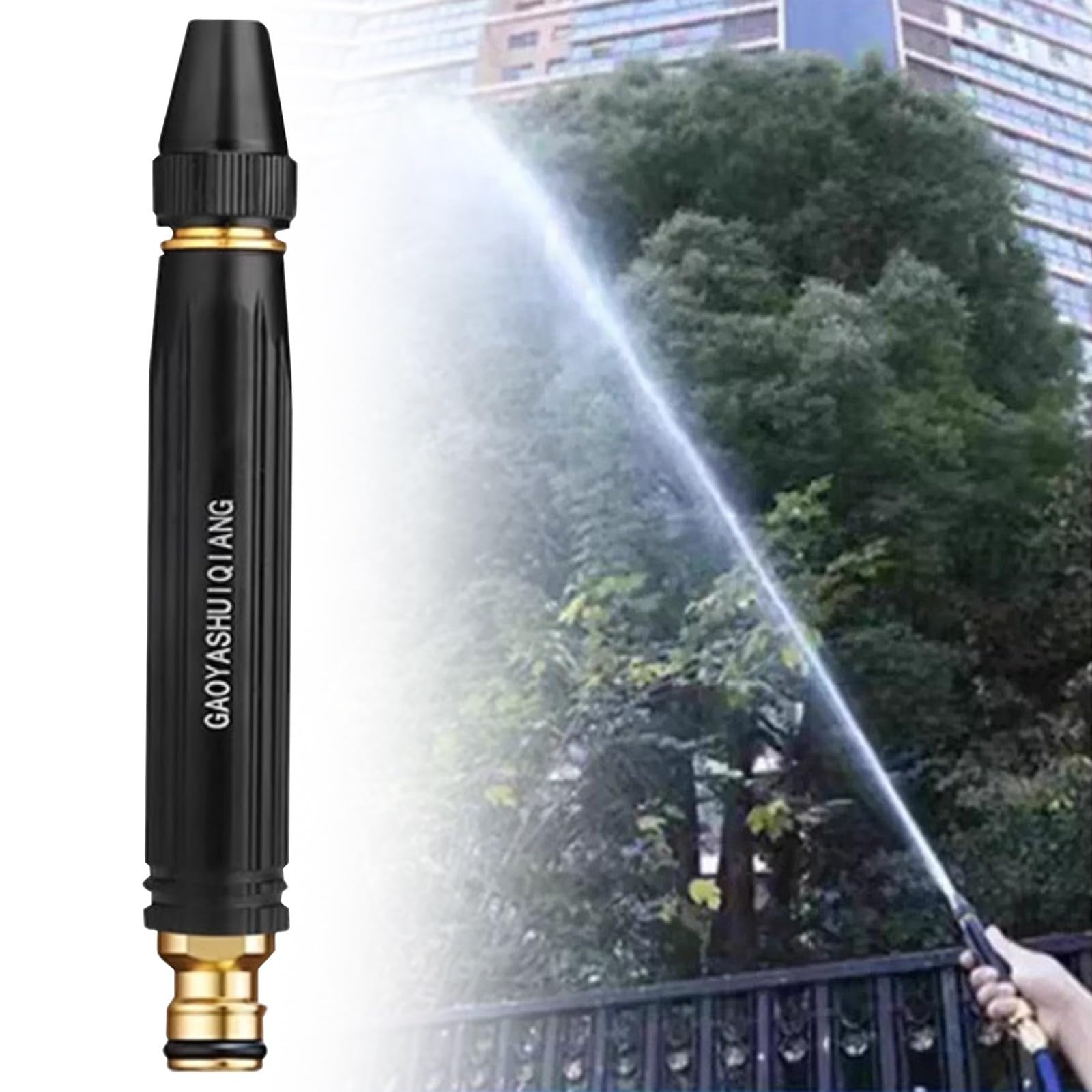 High Pressure Garden Hose Nozzle, Adjustable Water Spray Nozzle with Connectors, Heavy Duty Handheld Water Nozzle for Garden Watering, Car Wash, Lawn Yard Cleaning (A-Two Clasps, One Size)