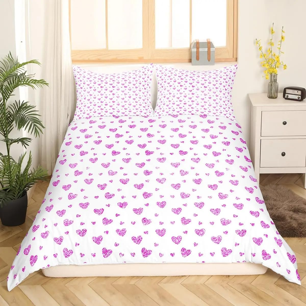 Housse de couette violette avec zip pour lit simple et entretien sans effort