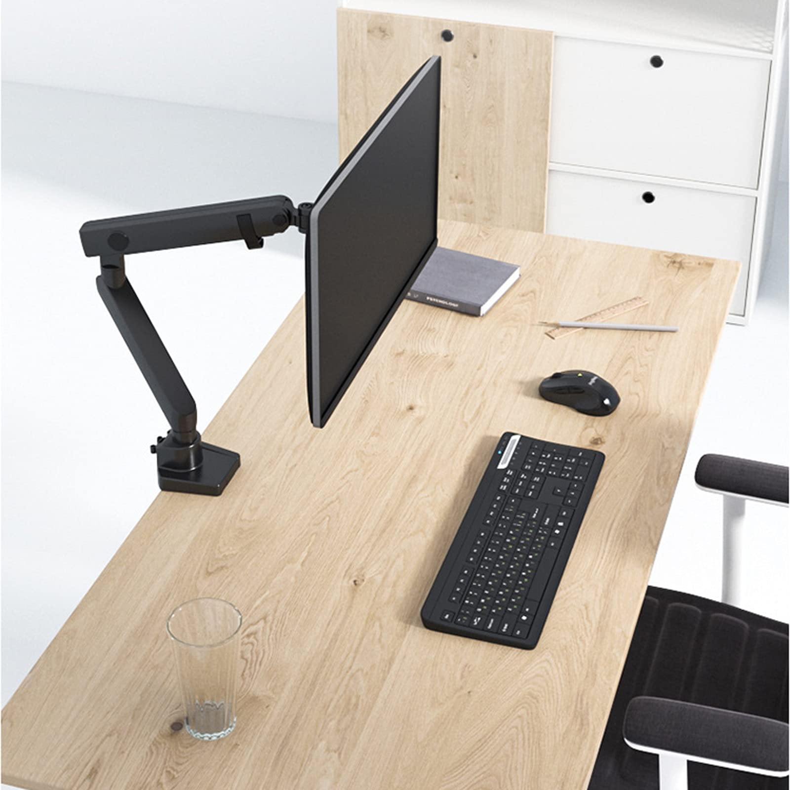 Monitor Arms Single Monitor Stand Arm Height Adjustable Monitor Stand Mount with Mechanical Spring Monitor Desk Mount for 17"-35" Screen, V(Black