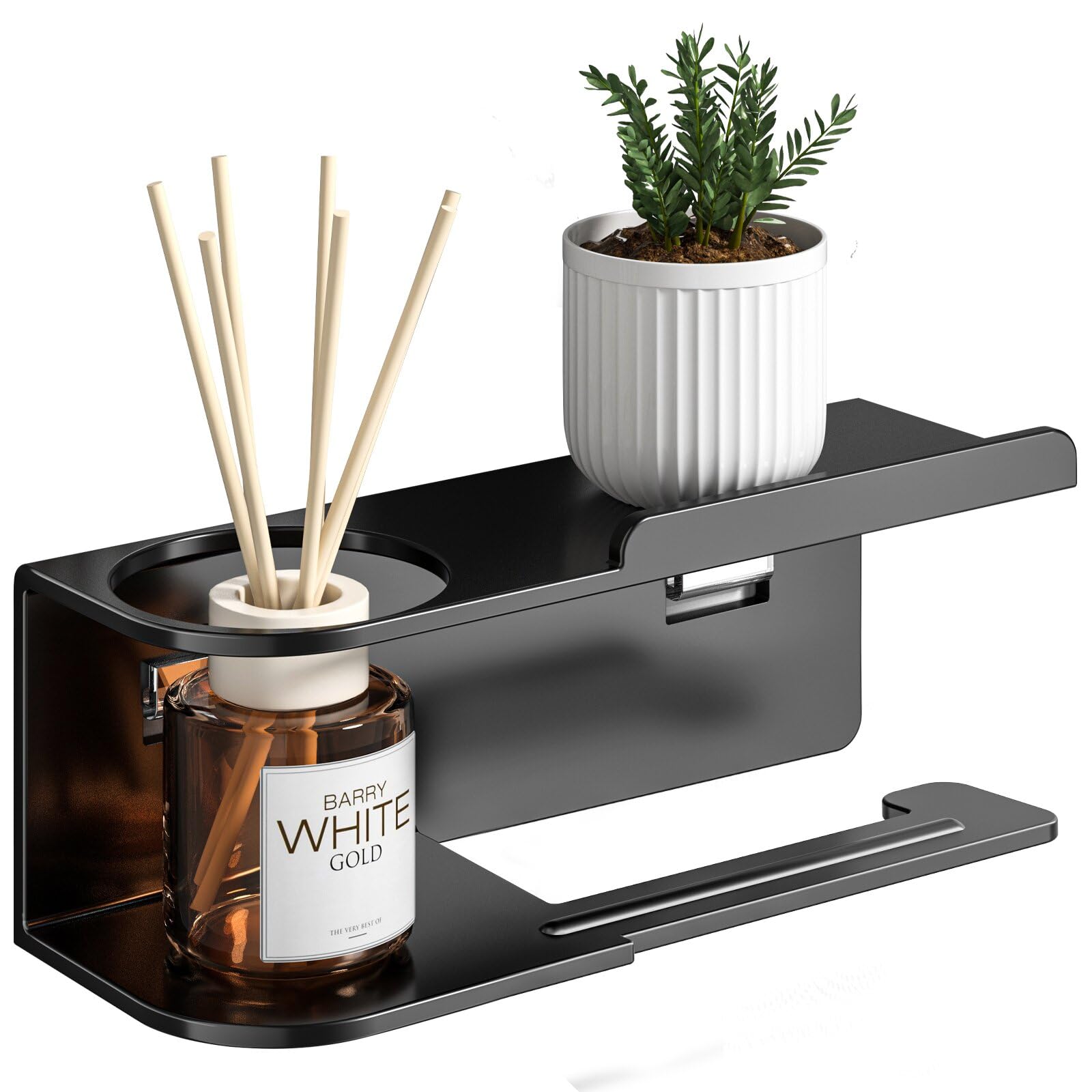 Toilettenpapierhalter Ohne Bohren,Selbstklebend Klopapierhalter,Klopapierhalterung,Klorollenhalter Wandmontage,Toilettenhalter Edelstahl,Wc Papier Halterung Rollenhalter mit Kleber für Badzimme,Schwar