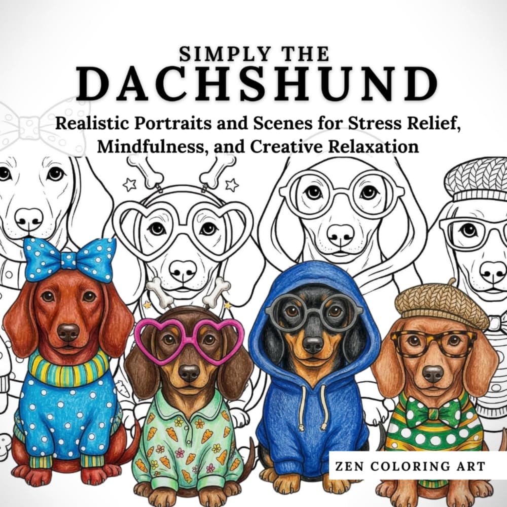 SIMPLY THE dachshund: Realistic Portraits and Scenes for Stress Relief, Mindfulness, and Creative Relaxation