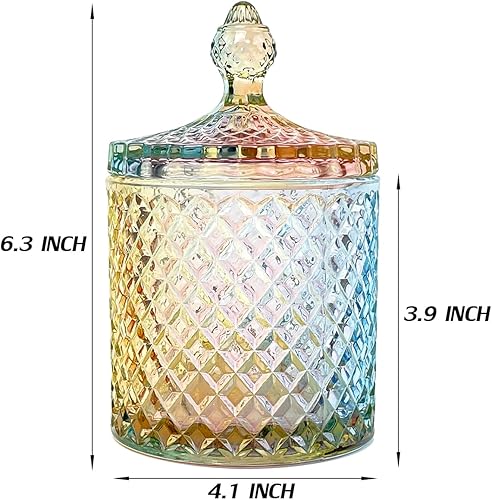 Miniatura 2 de Tarro de almacenamiento de barril de caramelo de cristal colorido tarro de almacenamiento de galletas de lujo en relieve bote de buffet con tapas