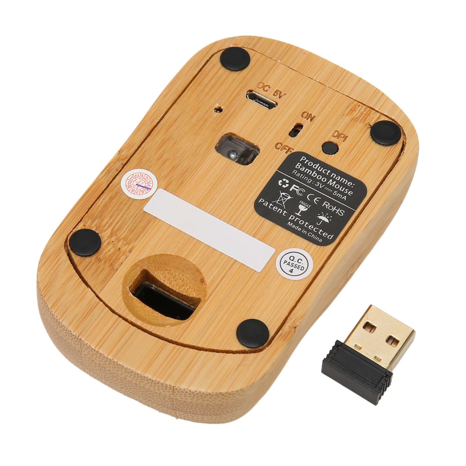 Ratón Inalámbrico de Madera de bambú Creativo, Ratón Práctico para Computadora Portátil de Oficina de Negocios, 3 Niveles de dpi de Ajuste, 800-1200-1600 dpi, para Trabajo,