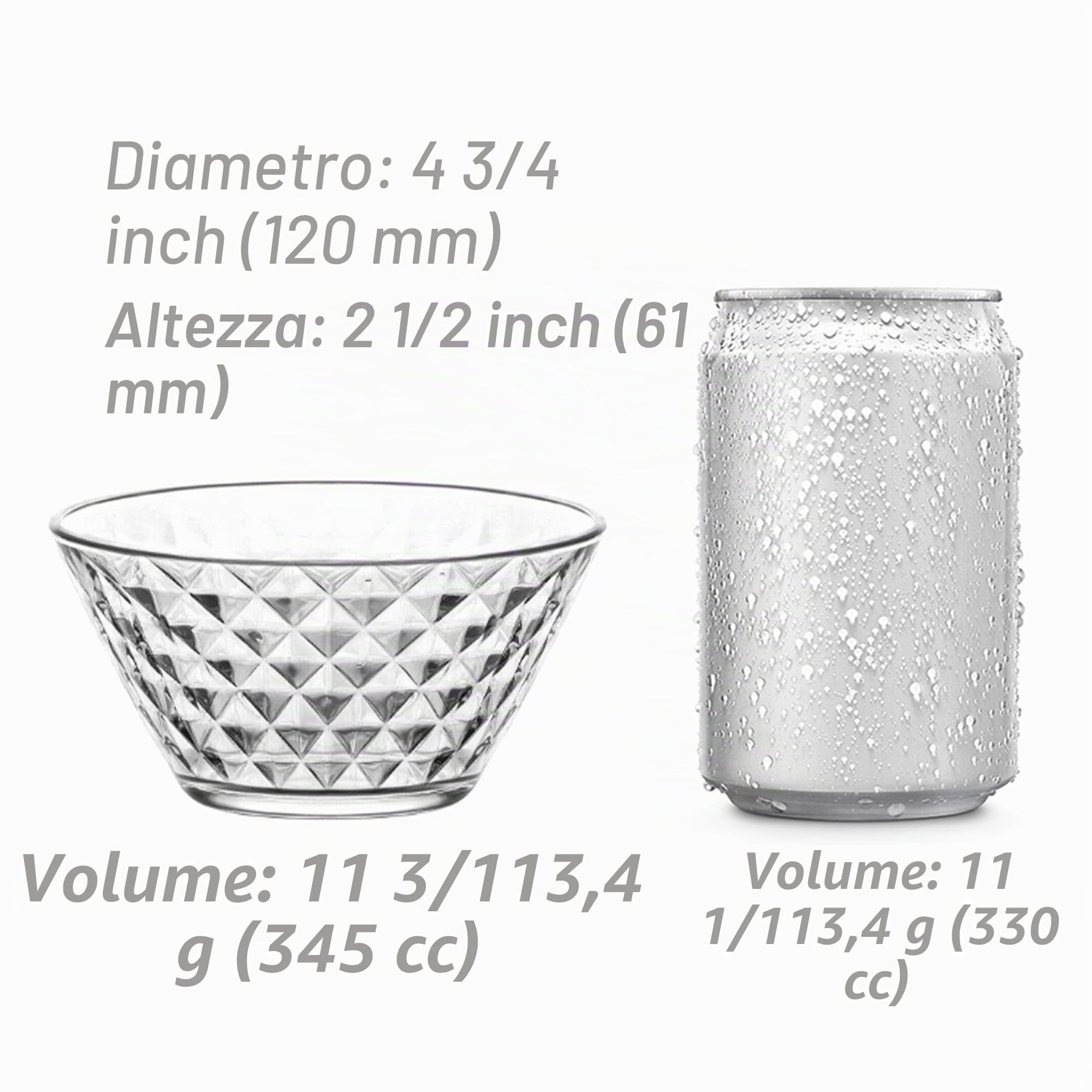 CRYSTALIA Ciotola Premium Impilabile in Vetro 330ml Senza Piombo - Coppe Gelato, Bicchieri da Dessert, Ciotola per Budino, Tazza da Immersione, Coppette Vetro