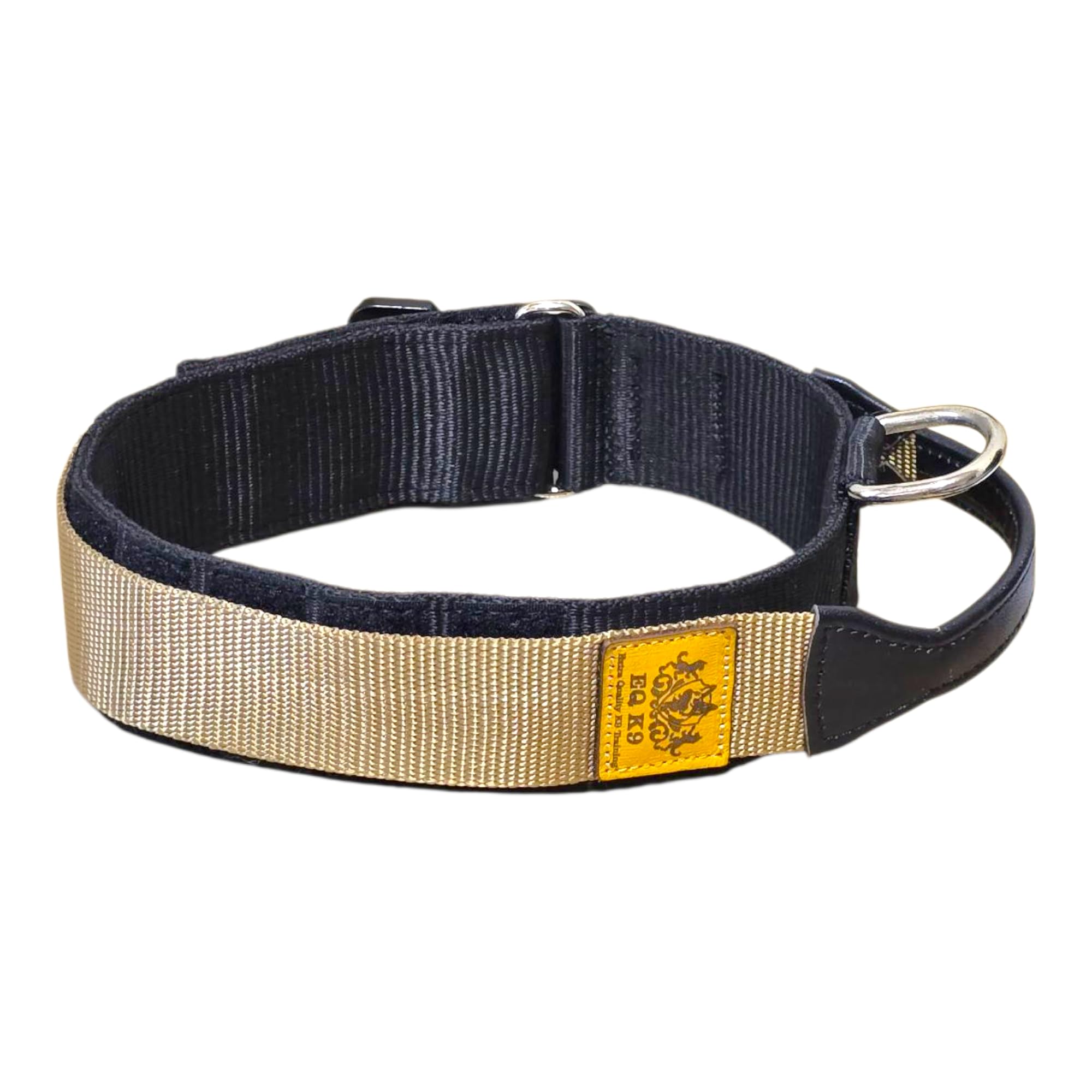 EQ K9 Tactical Dog Collar with Handle, 2 Layers Heavy Duty Military Dog Collar with D Ring