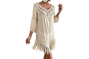 Verdusa Women's Fringe Hem Beach Cover Up Dress