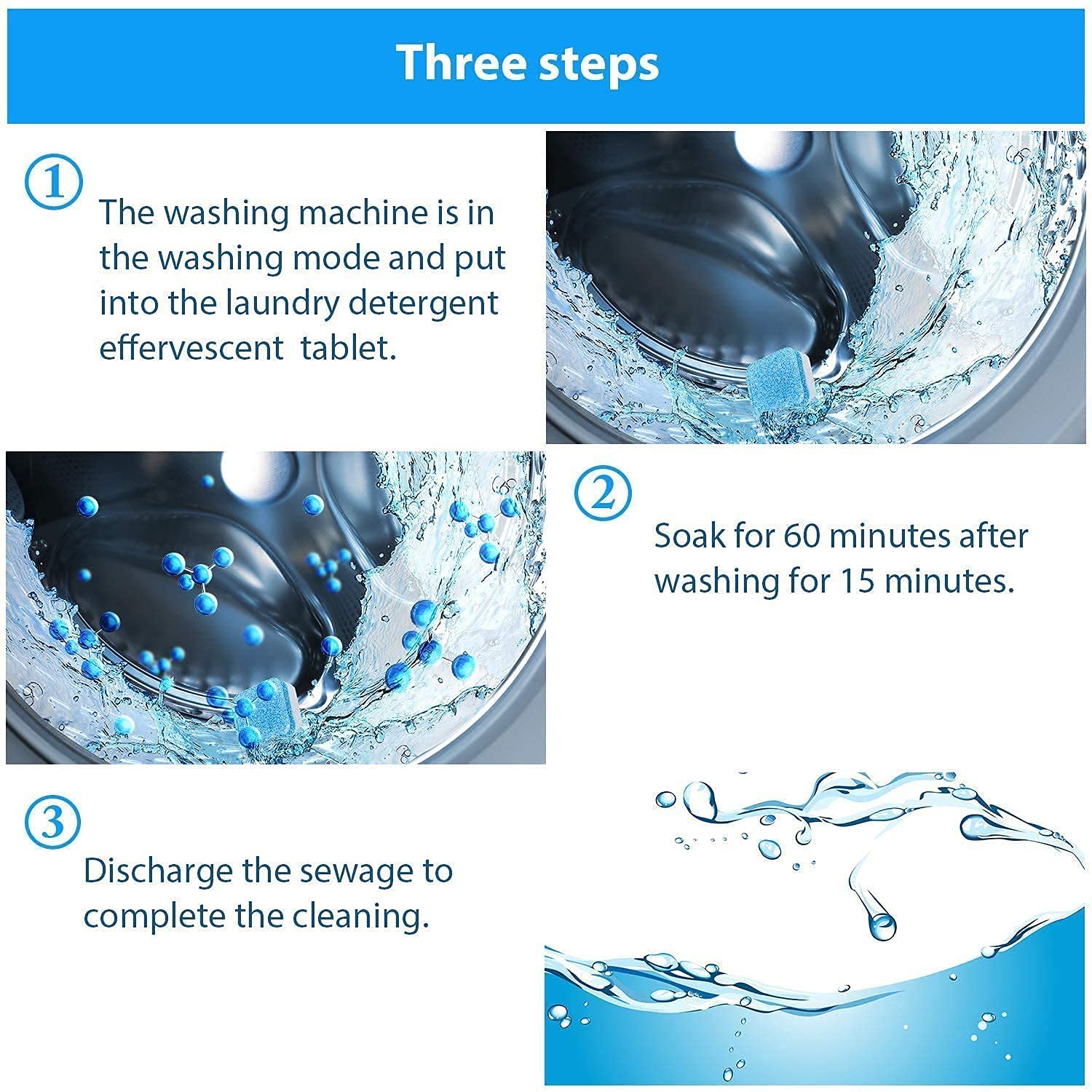 iYOGIzz 10 Pcs Washing Machine Cleaner Tablets Deep Clean Descaler for Front & Top Load Machines, Drum Tub Stain Remover, Odor Eliminator, Limescale & Dirt Cleaning Powder Tablets 4