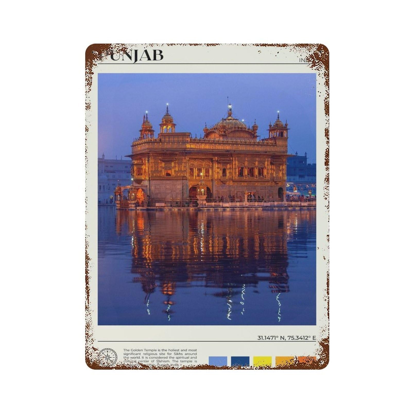 xiaoxiaoshen Real Photo Punjab Decor India Asia Wall Decor Art Metal Tin Poster Modern Home Decor Art Home Bar Shop Decorations Vintage Sign 40x30cm