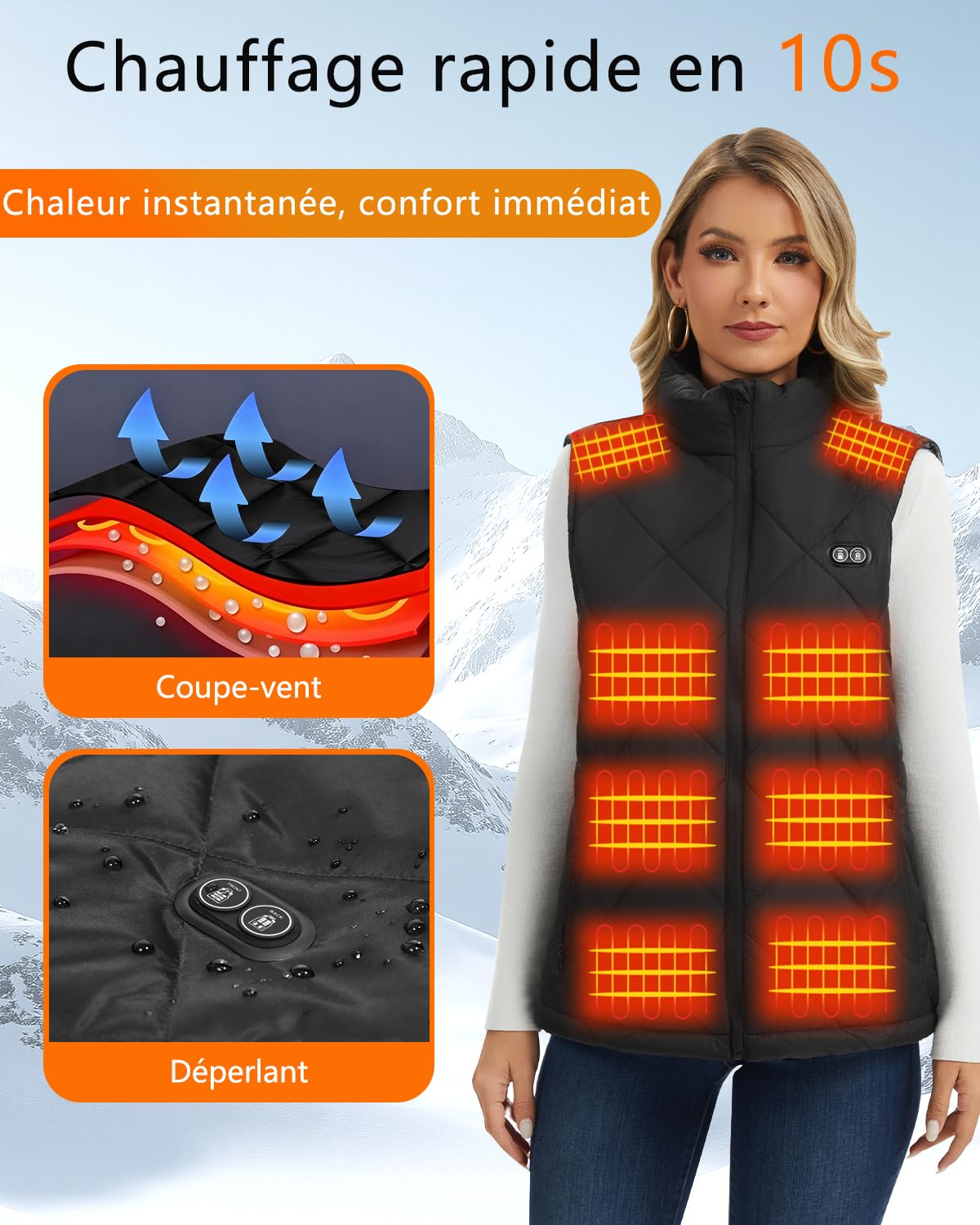 Buba Toys Gilet Chauffant Homme Femme avec Batterie 20000mAh, 21 Zones Chauffantes, 3 Niveaux de Température, Chauffage Rapide, Lavable USB, Gilet Chauffant Hiver Confortable
