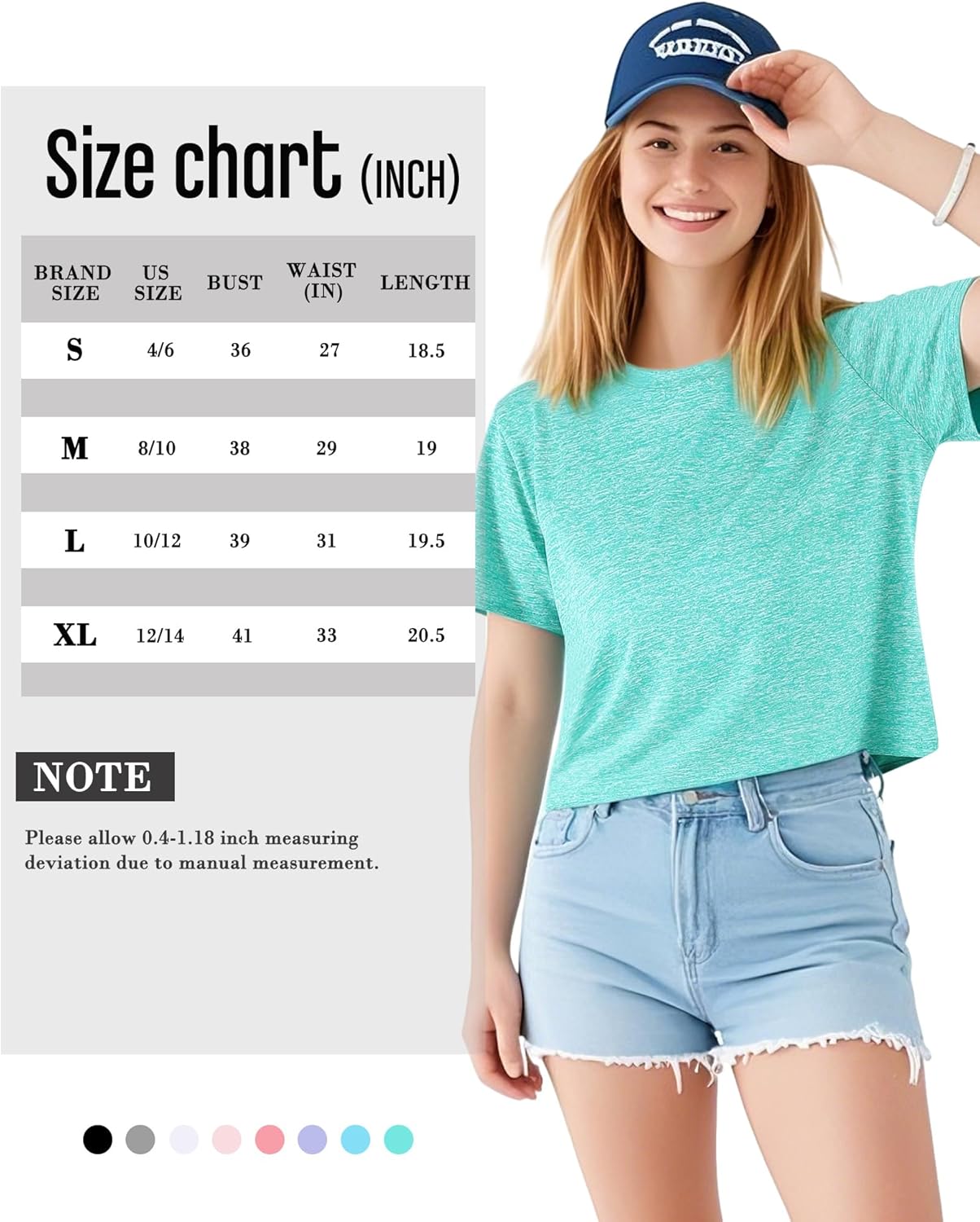 Taiyin 8 Pack Women's Gym Crop Top Workout Short Sleeve Shirts Crew Neck Stretch Athletic Tee Summer Classic 2026 - Image 2