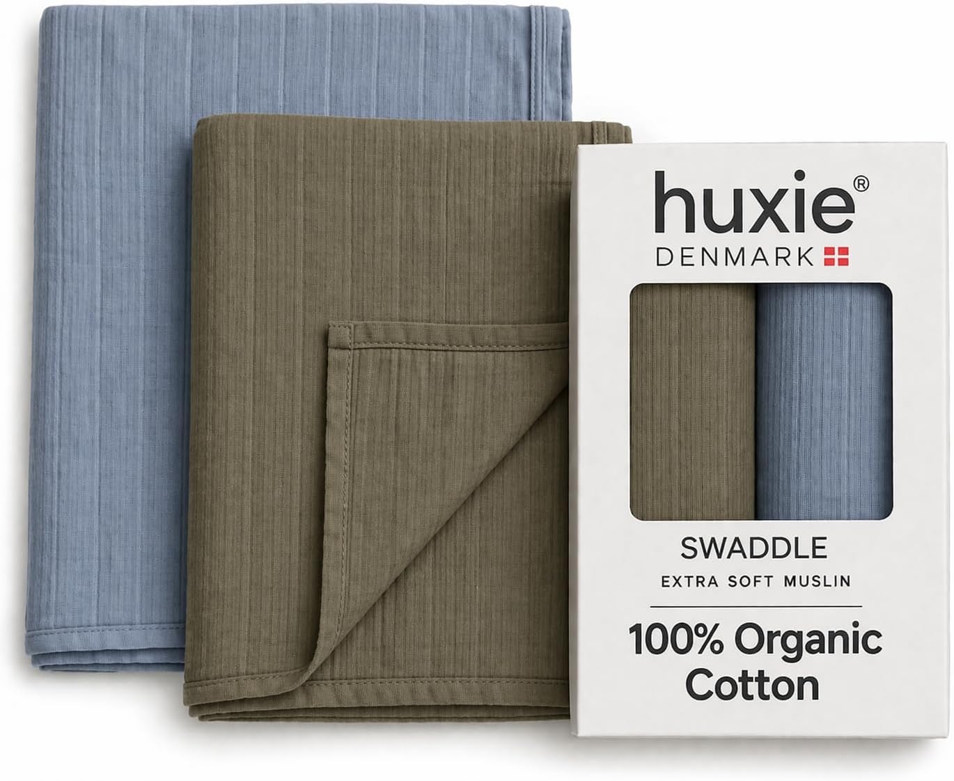 Baby Swaddle – Organic Cotton Muslin Baby Swaddles for Newborns 47” x 47” 2-Pack (Sage Green/Tradewinds)