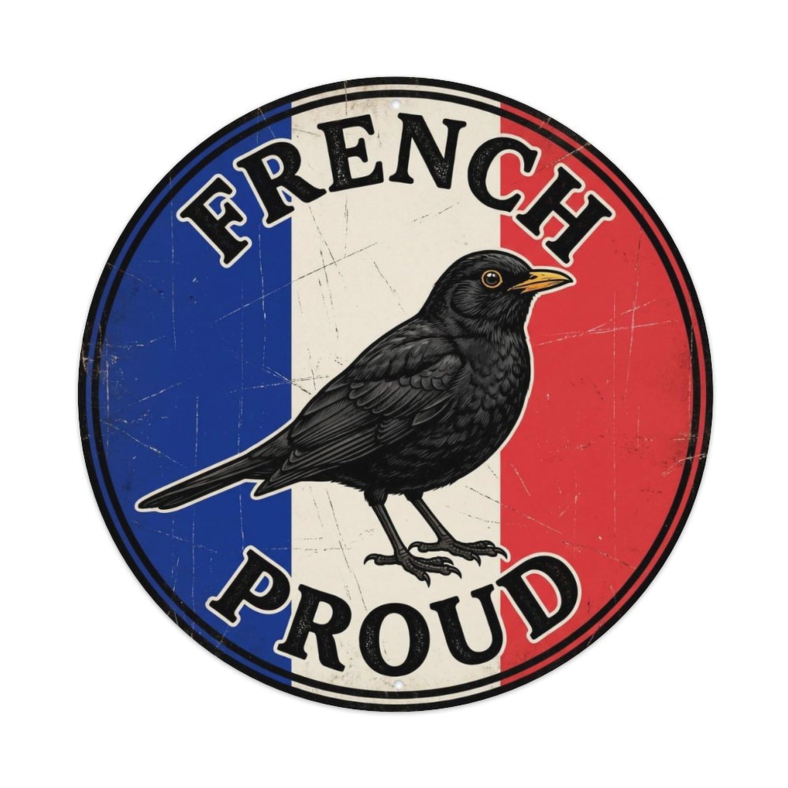 Olhnbad Style French Proud Blackbird Bird Wildlife National Emblem Metal Tin Sign