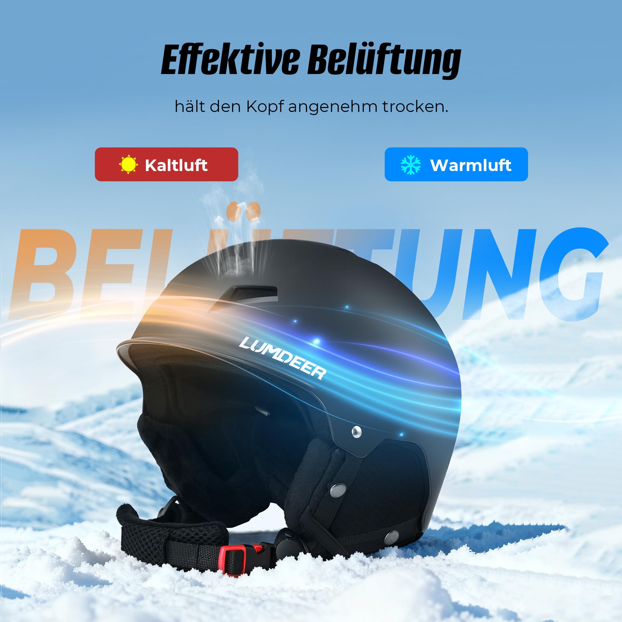 LUMDEER Kyro Leicht & Sicher Skihelm mit Visier Klappbar für Herren Damen | UV 400 Schutz, Klare Sicht, Warmes Innenfutter, Effizientes Belüftungssystem, ASTM & CE, Snowboardhelm Erwachsene mit Brille