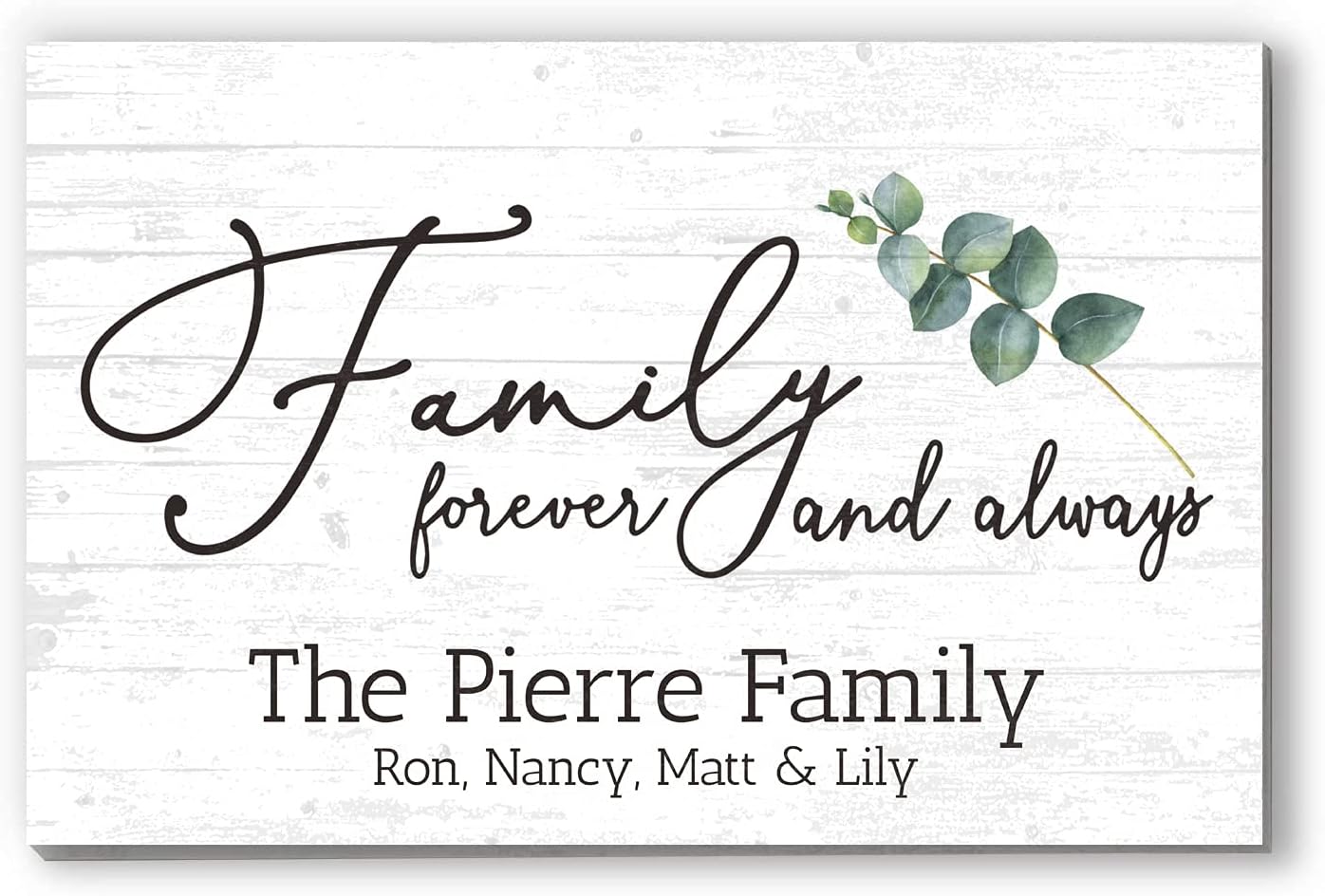 Family Forever and Always Sign Personalized Farmhouse Decor SOLID WOOD Quote Wall Art - 16.5" x 10.5"