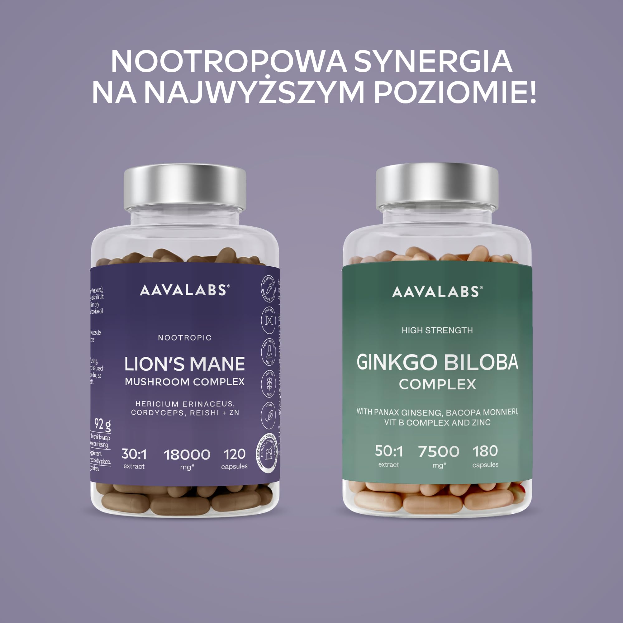 Lions Mane Mushroom Complex, 18000 mg Hericium Erinaceus wysoka dawka - Nootropic 30:1 ekstrakt z grzybów lwa - kapsułki Lwy mane z Reishi, Cordyceps i cynkiem - 120 lionów kapsułek