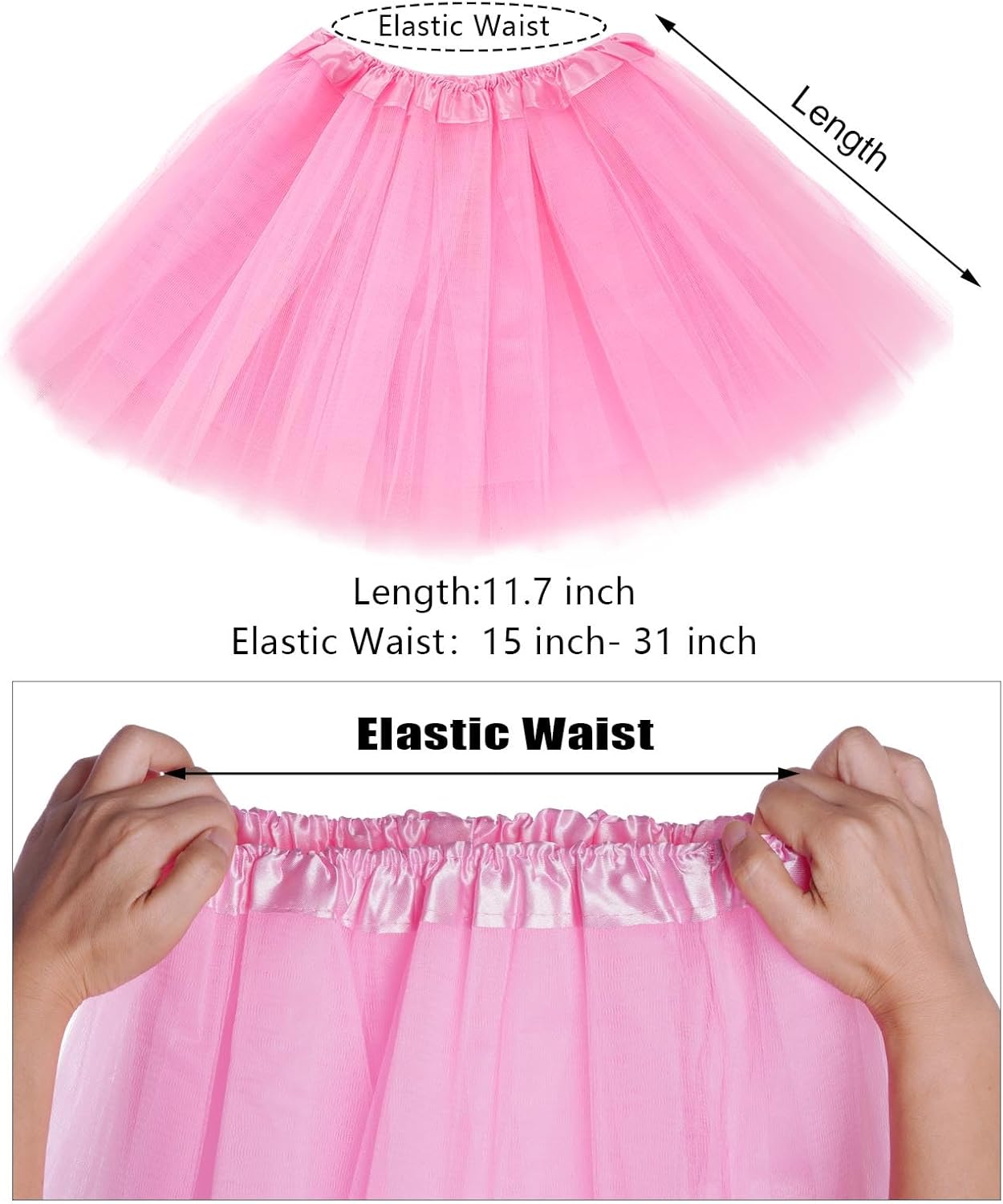 jiebor 80s Costume Accessories Outfits Tutu Skirt Leg Warmers Fishnet Gloves Shutter Glass Headband Necklace Pink - Image 2