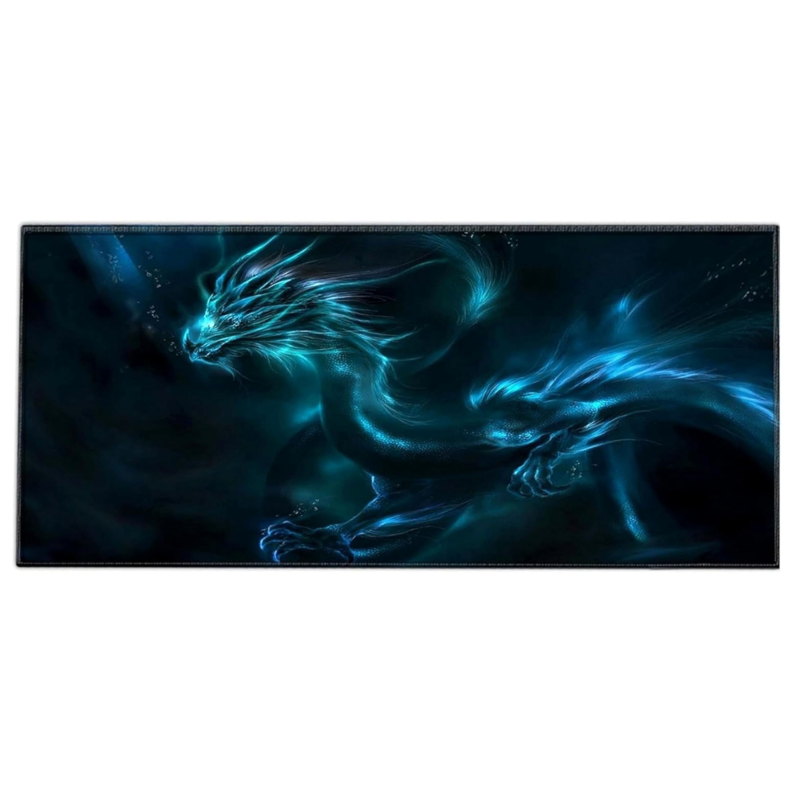 Tappetino Mouse Gaming 1200x600x3mm,Tappetino Mouse Drago bianco e nero XXL Tappetino Mouse Pad Computer Scrivania Office Mat Tappetino Antiscivolo Sottomano Da Scrivania Per Mouse e Tastiera