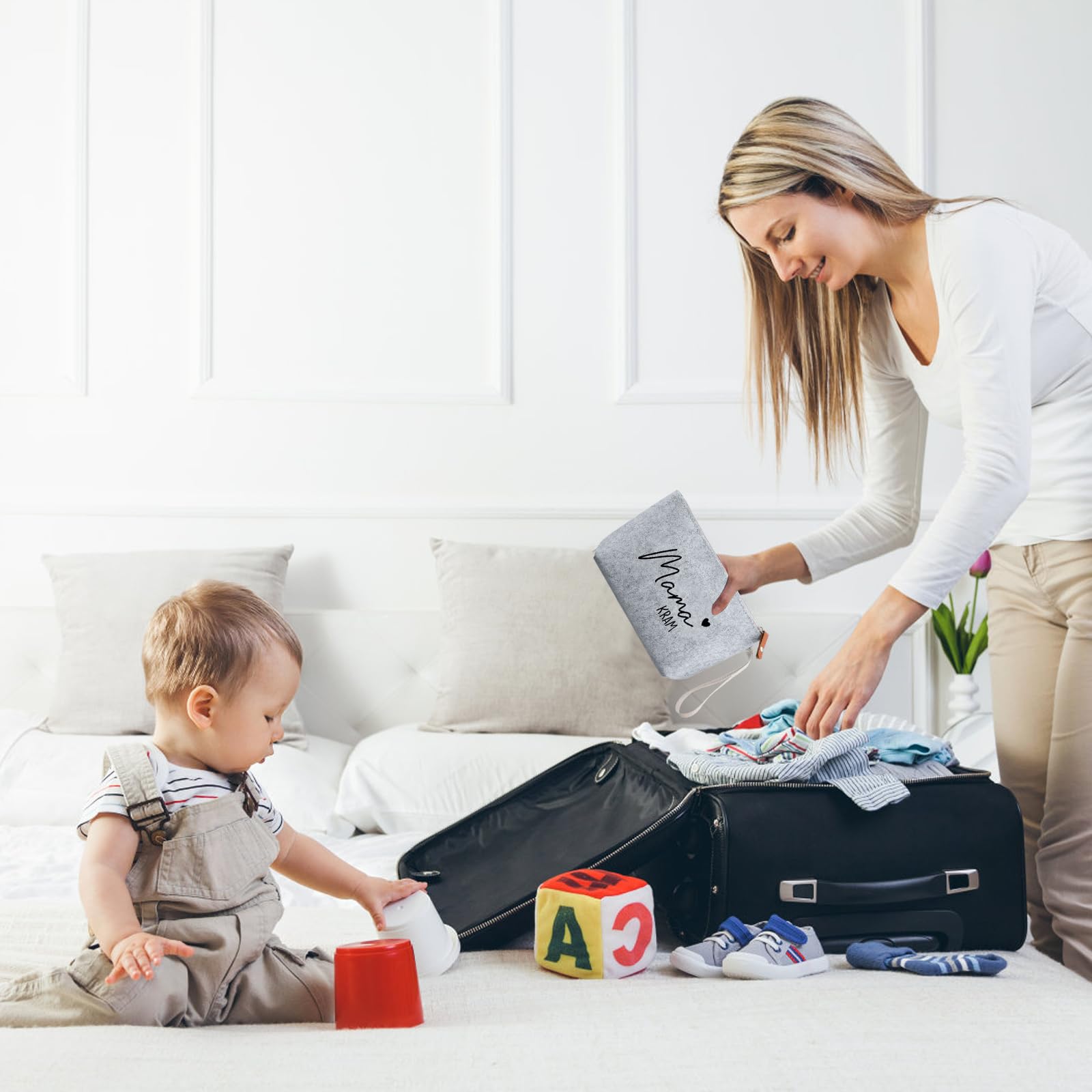 Pochette Maman Trousse de Toilette Bebe Cadeau Future Maman 2 Pièces Voyage