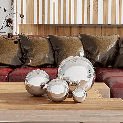 Miniatura 3 de 8 bolas decorativas de acero inoxidable para cuencos de centro de mesa, tamaño surtido, orbes de metal, bolas decorativas, globos de espejo, esferas