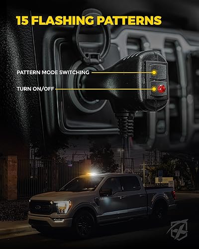 Miniatura 32 de Xprite - Luz LED estroboscópica de 12 pulgadas, luz intermitente de emergencia de alto brillo, montaje magnético para vehículos de construcción