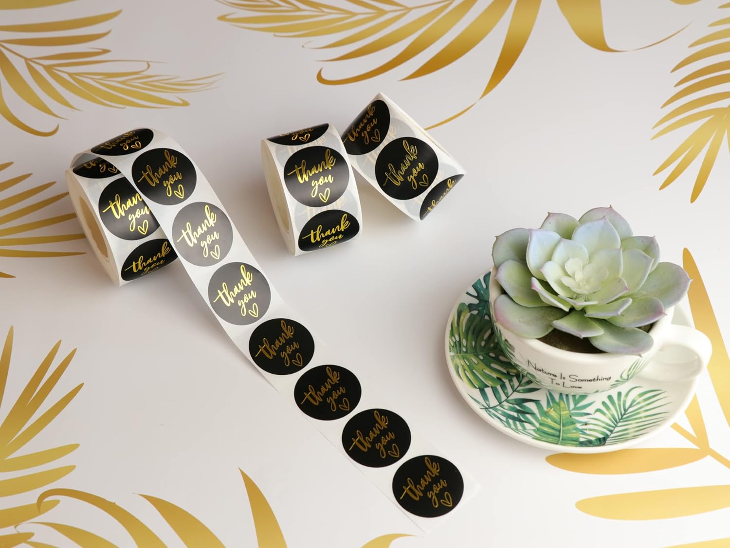 (3 Sizes-1.5") Black Thank You Stickers, 1.5 inch Thank You Sticker Labels Roll, 500 Gold Foil Thank You Stickers Small Business, Adhensive Labels for Small Business Supplies (1.5 inch) - Image 3