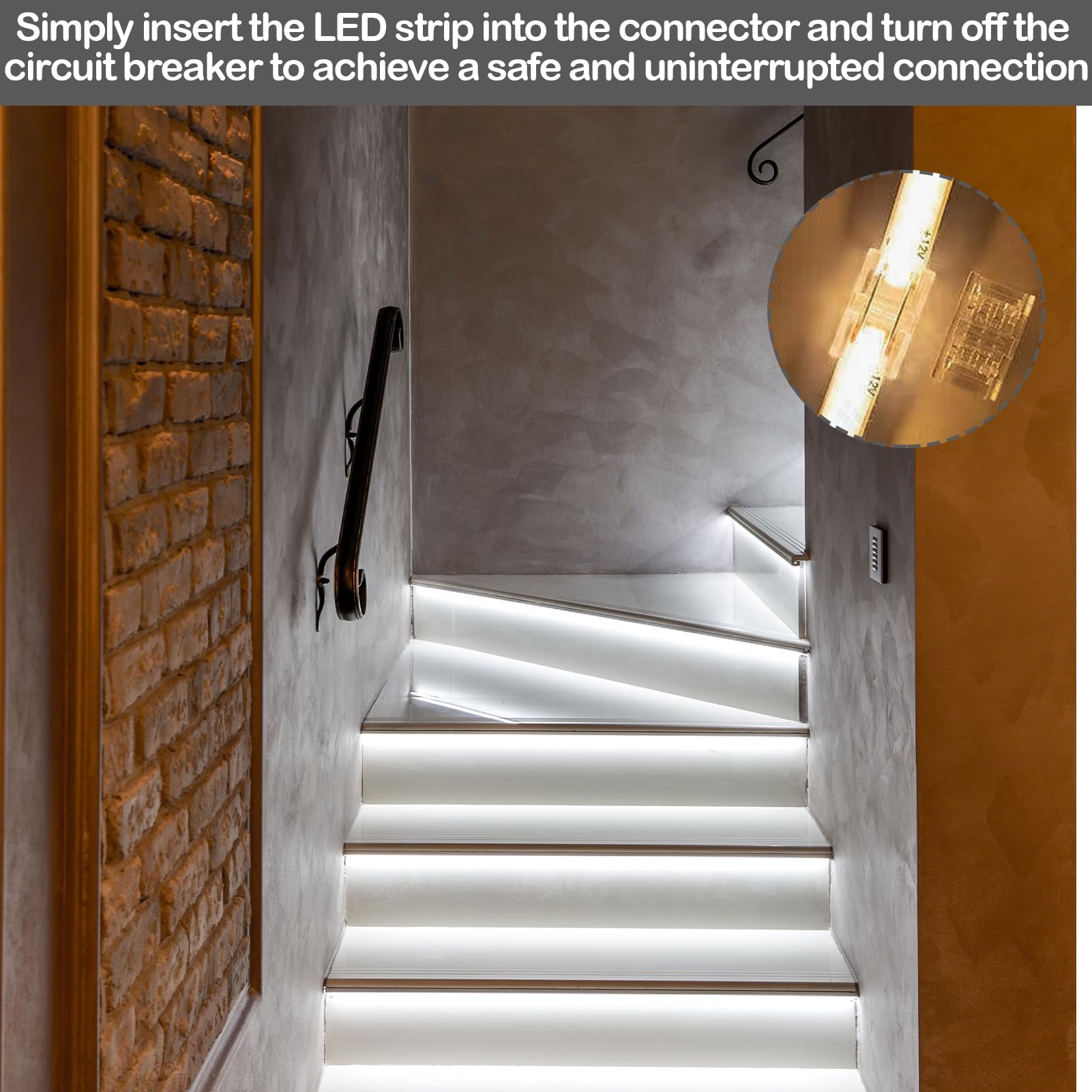 Oupdate Connecteur Ruban LED COB 2 Pin Pour 8mm, 2Pcs Droits Centraux Connector Gapless + 8Pcs